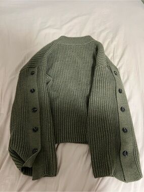 Mango Buttons Detail Knit Sweater Green L Discontinued